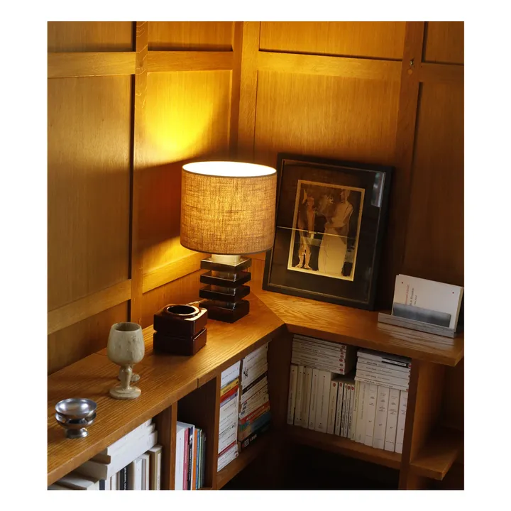 Marta table lamp in glass and textured fabric | Amber- Product image n°2