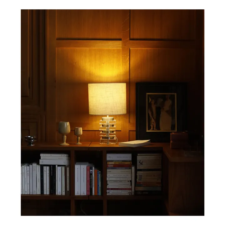 Marta table lamp in glass and textured fabric | Transparent- Product image n°2