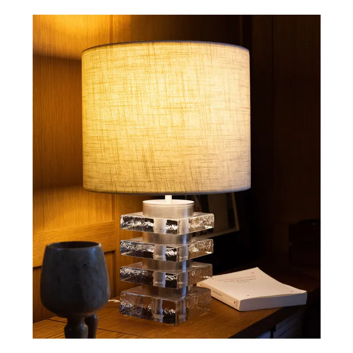 Marta table lamp in glass and textured fabric | Transparent- Product image n°1