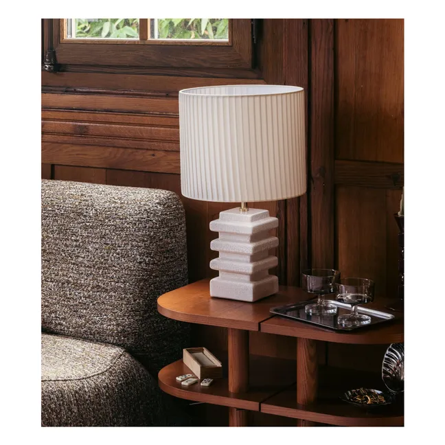 Table lamp Marta crackled ceramic and pleated cotton | Cream