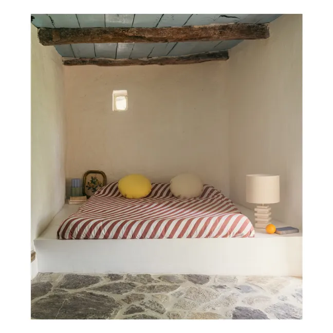 Funda de cama a rayas de algodón Monastico | Ladrillo