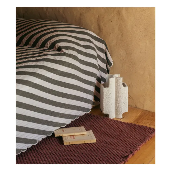 Funda de cama a rayas de algodón Monastico | Verde Oscuro