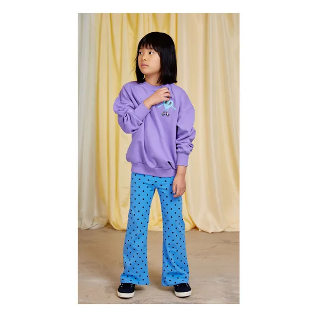 Hose Flare Pois Bio-Baumwolle | Azurblau