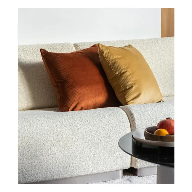 Coussin carré Carino en velours côtelé | Cognac