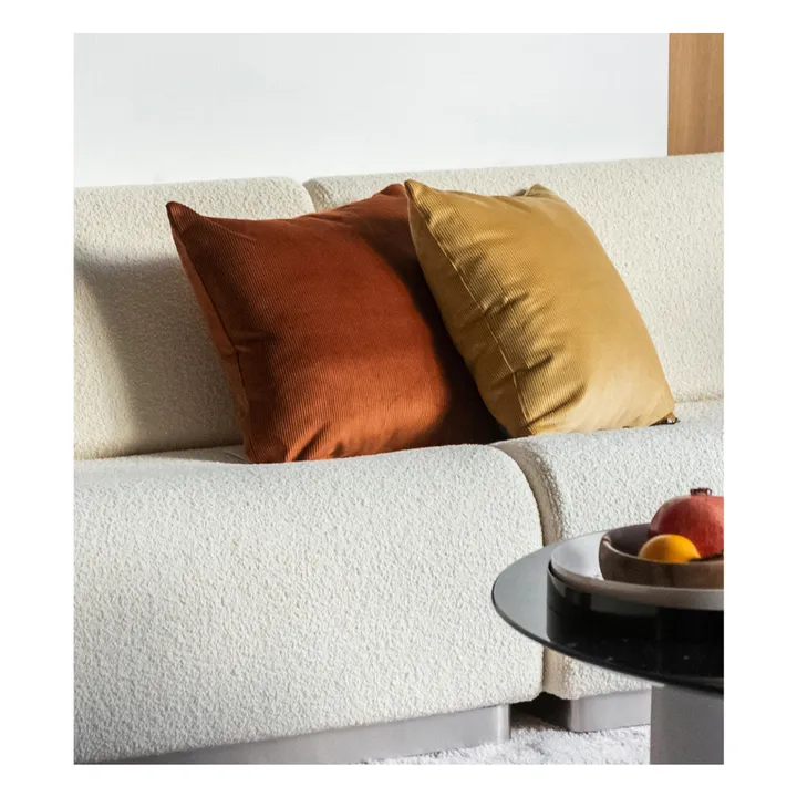 Coussin carré Carino en velours côtelé | Cognac- Image produit n°1