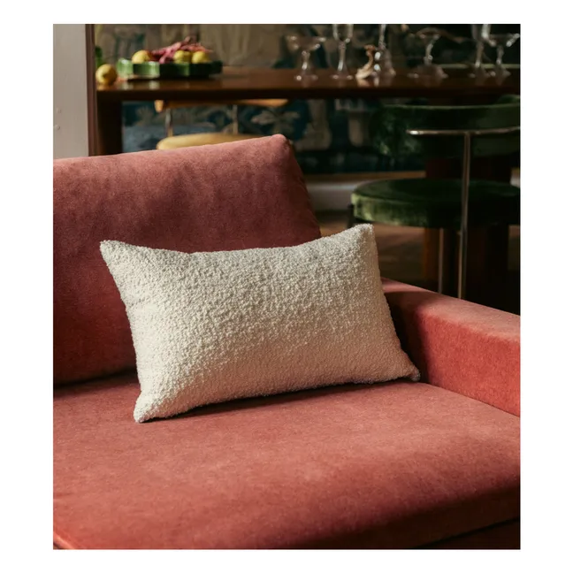 Coussin rectangulaire Carino en laine bouclette | Crème