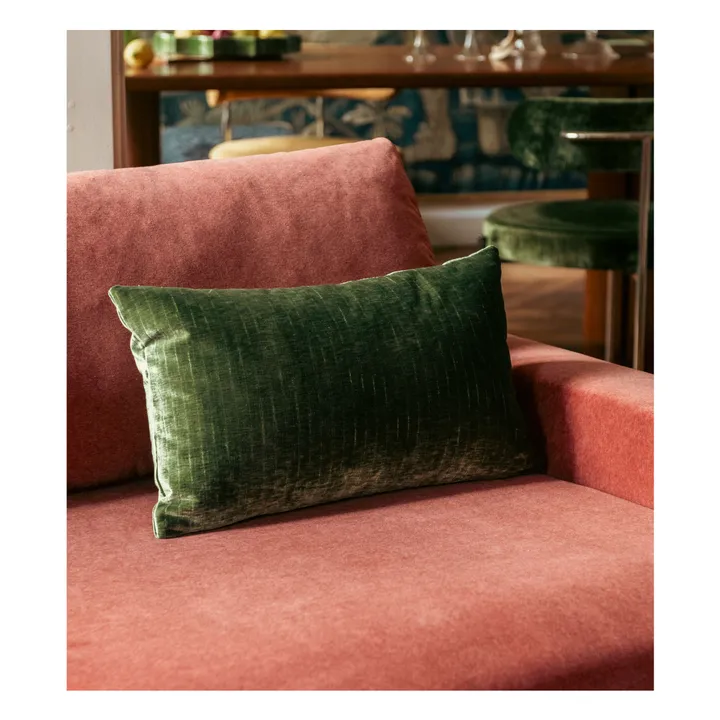 Rectangular cushion Carino shiny corduroy | Olive green- Product image n°1