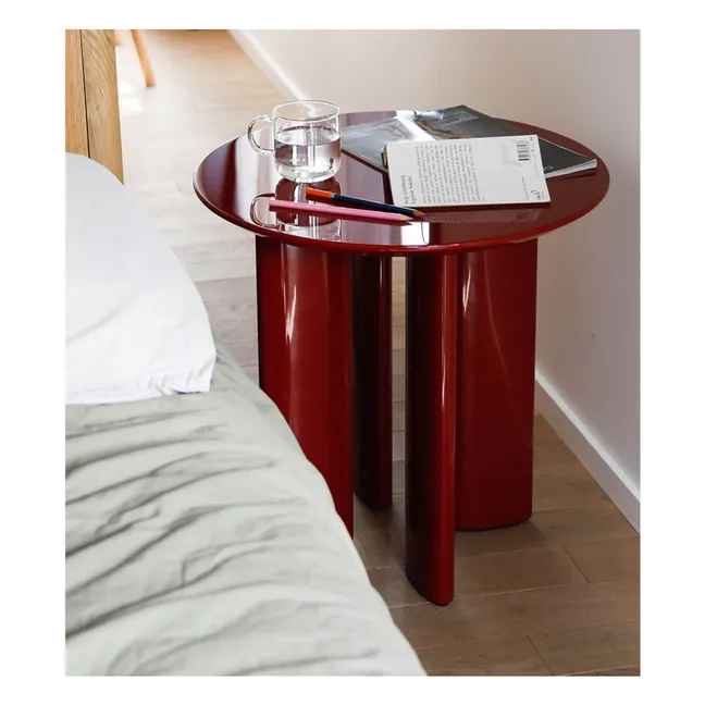 Carlotta side table in lacquered beech | Burgundy