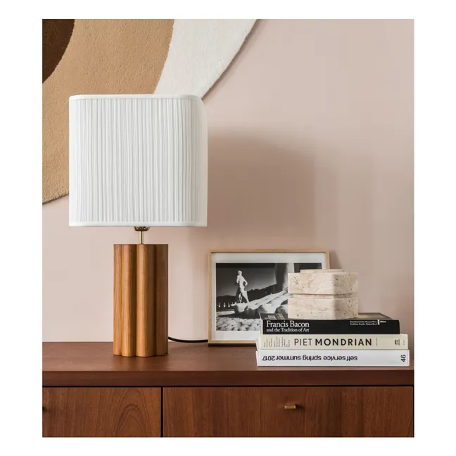 Gioia table lamp in ash with iroko finish and pleated cotton - EU version (220 V) | Iroko