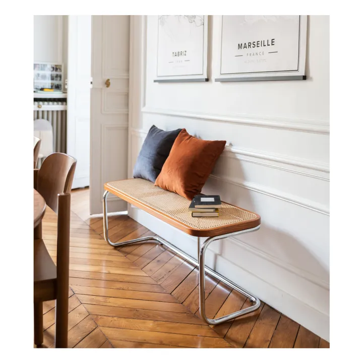 Banc Panchina cannage et métal chromé- Image produit n°1