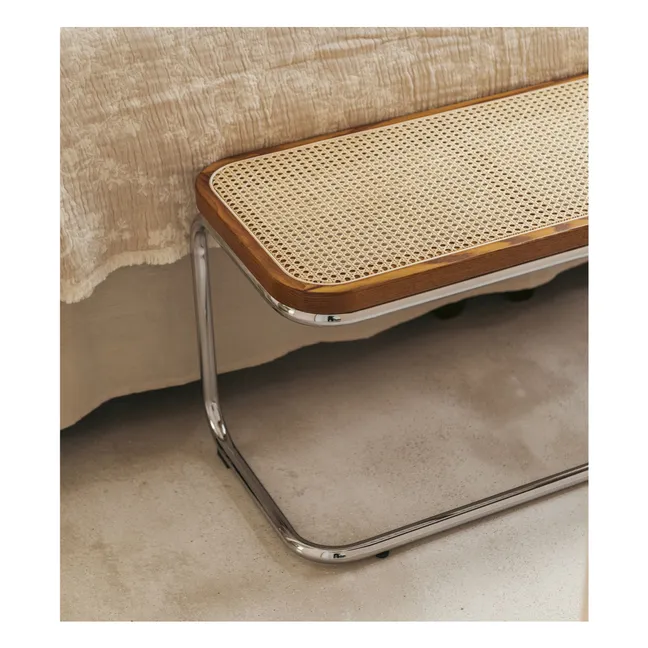 Panchina chrome-plated metal and cane bench