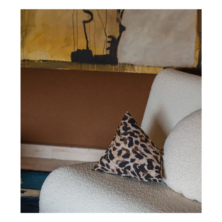 Coussin berlingot Divino en jacquard | Léopard- Image produit n°1