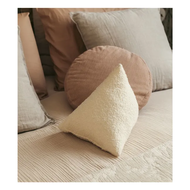 Coussin berlingot Divino en laine bouclette | Crème