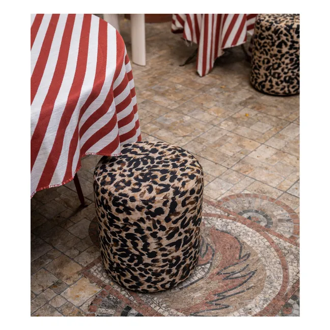 Runder Pouf Mobile aus Baumwoll-Jacquard | Leopard