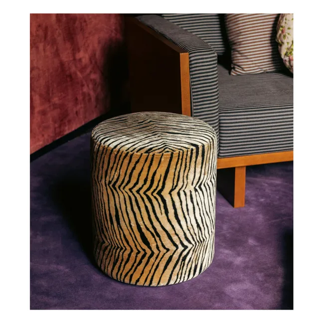 Round velvet Mobile pouffe | Tiger