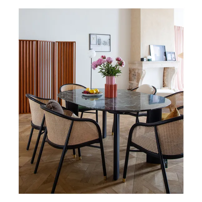 Cavalo cane armchair in velvet with black beech finish | Tiger