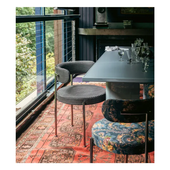 Libera chair in striped fabric | Midnight blue