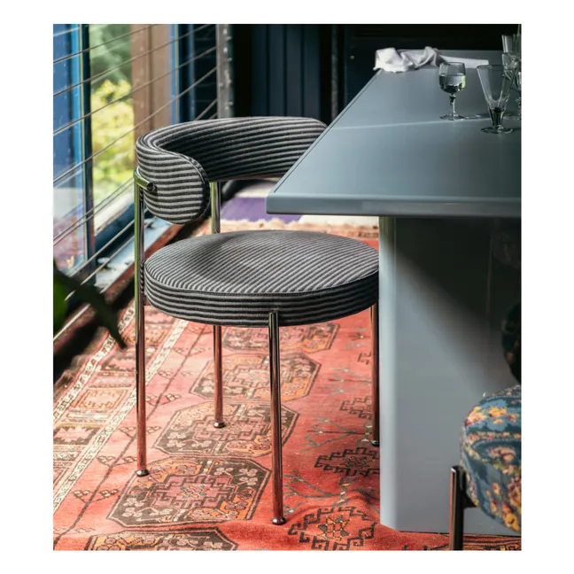 Libera chair in striped fabric | Midnight blue