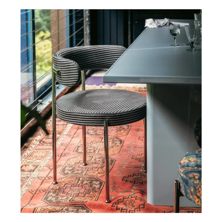 Chaise Libera en tissu rayé | Bleu nuit- Image produit n°1