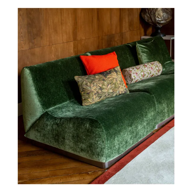 Chauffeuse modulable Rotondo velours côtelé brillant | Vert olive