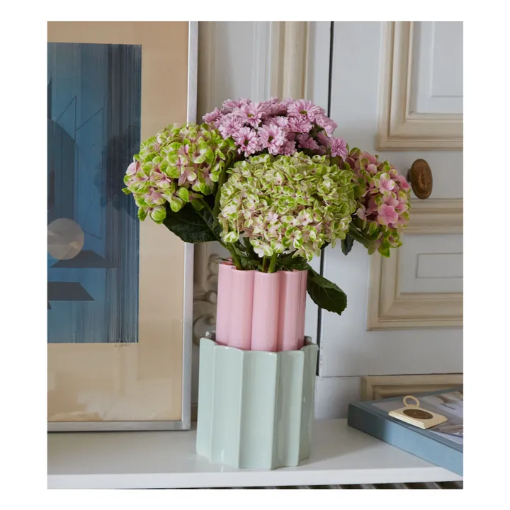 Duetto vase in glass and ceramic | Almond green- Product image n°1