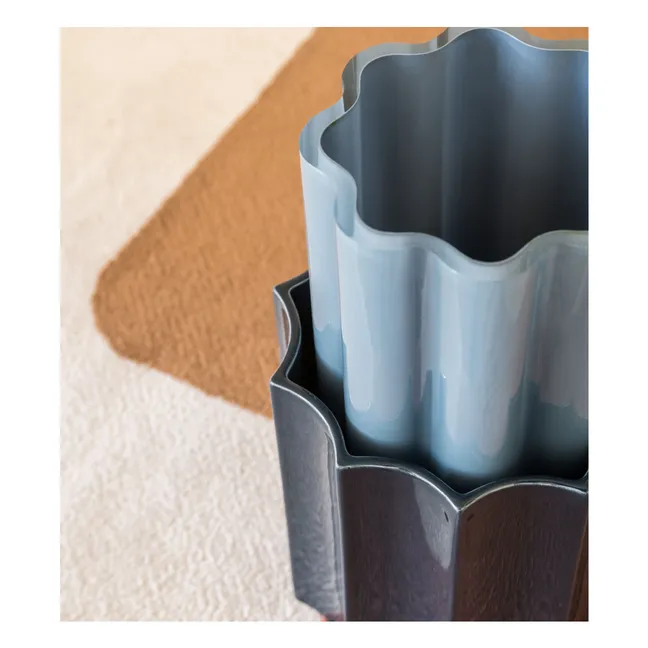 Vase Duetto en verre et céramique | Bleu