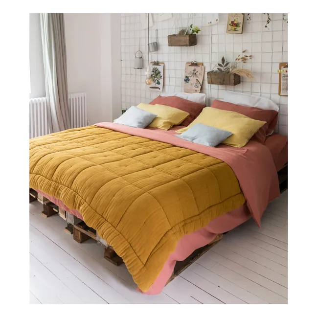 Nido quilt in cotton gauze | Mustard