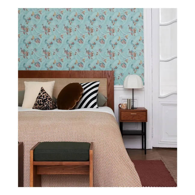 Quadratisches Kissen Carino in Jacquard-Streifenmuster | Dunkelgrün