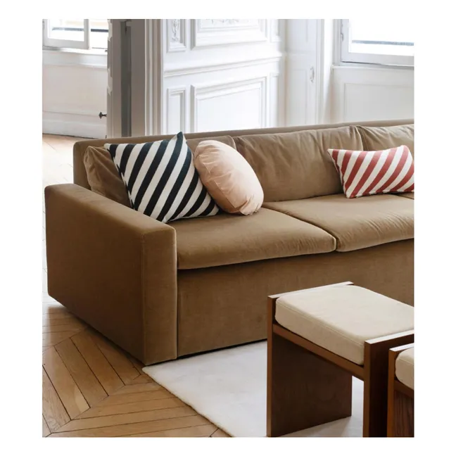 Carino square cushion in striped jacquard | Dark green