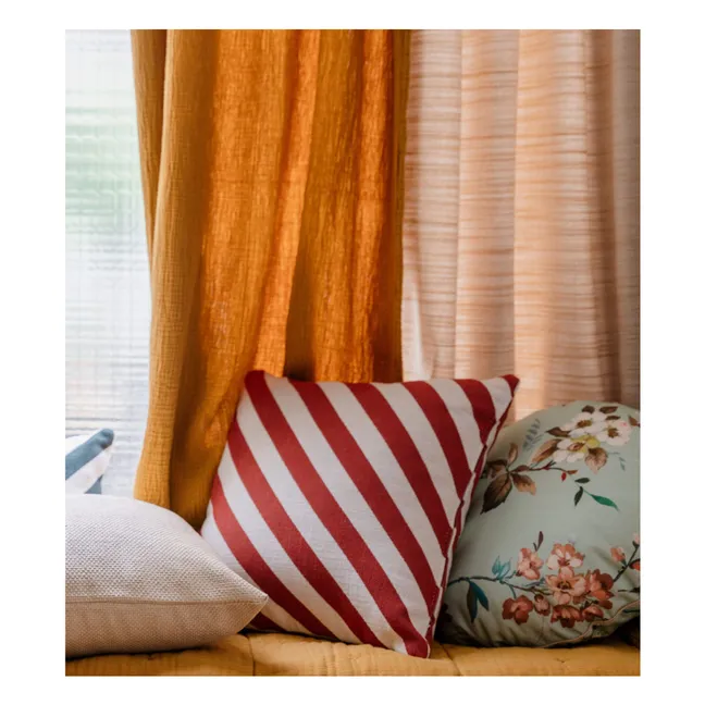 Carino square cushion in striped jacquard | Brick red