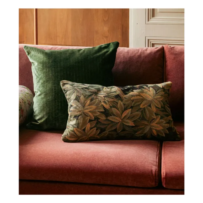 Carino square cushion in shiny corduroy | Olive green