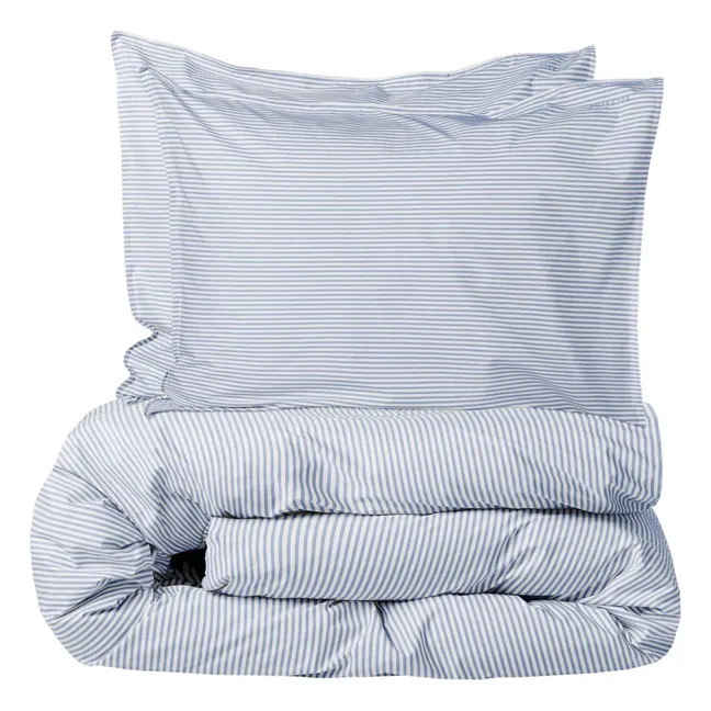 Housse de couette Striped en Coton Bio | Bleu