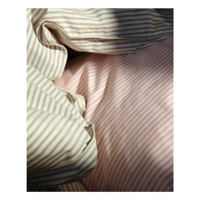 Duvet Cover Striped in Organic Cotton | Pink