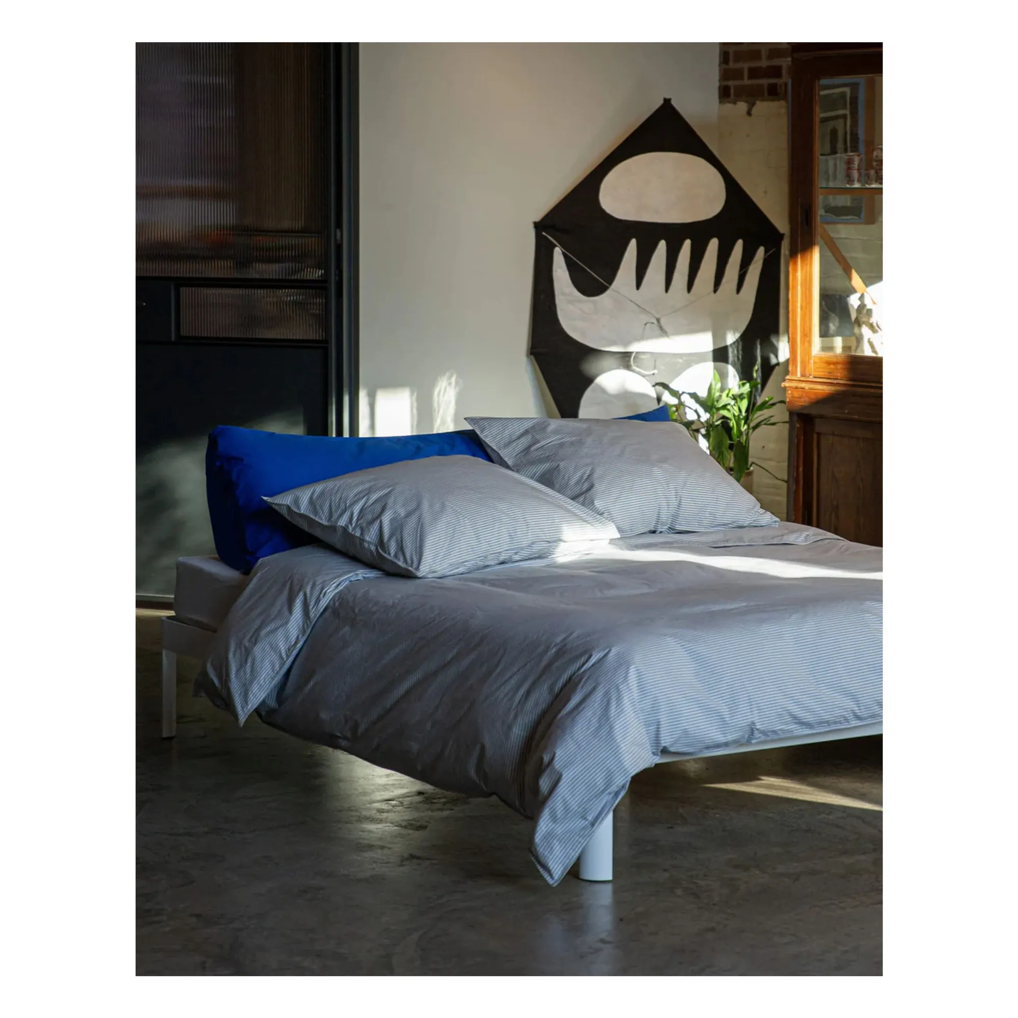 Housse de couette Striped en Coton Bio | Bleu- Image produit n°2