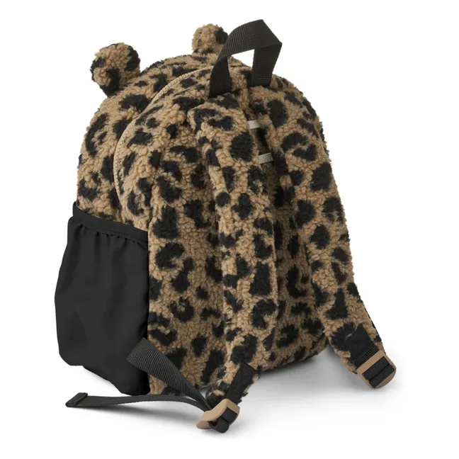 Andreas Leopard Rucksack aus recycelten Fasern, Sherpa-ähnlich | Beige