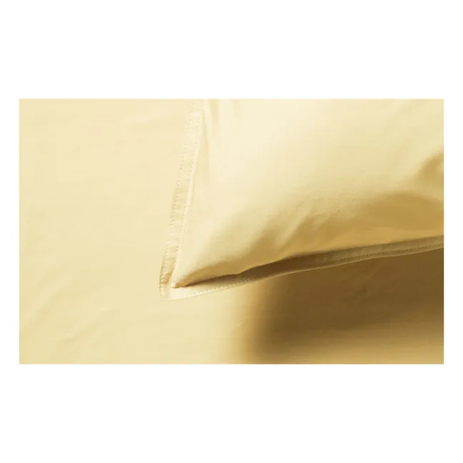 Funda de almohada de percal ecológico - Amarillo mantequilla | Amarillo