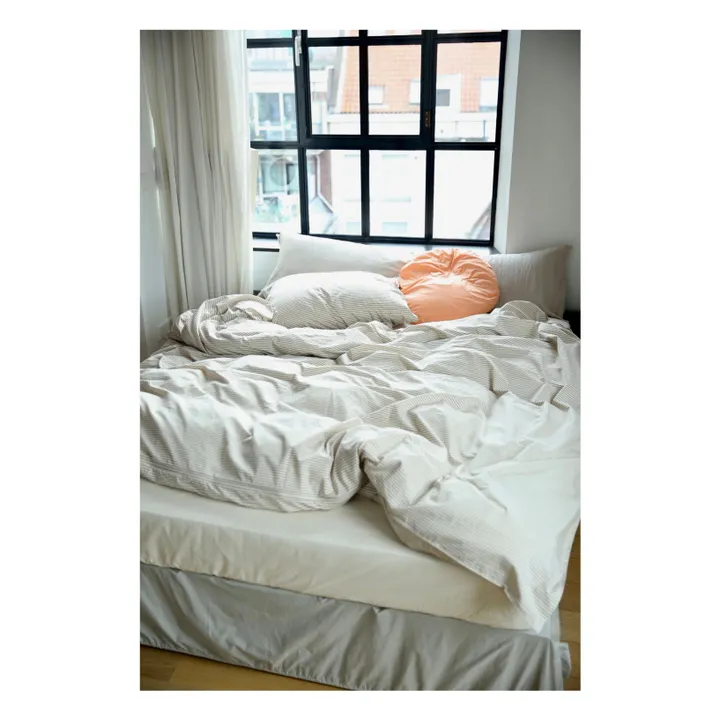 Housse de couette Striped en percale organique - Olive-Ecru | Olive- Image produit n°5