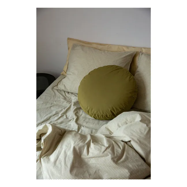 Bettdeckenbezug Striped aus organischem Perkal - Olive-Ecru | Olive