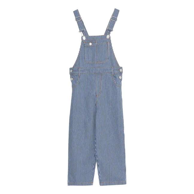 Salopette Diana Rayée Coton Bio | Bleu marine