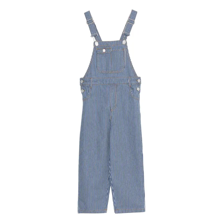 Salopette Diana Rayée Coton Bio | Bleu marine- Image produit n°0