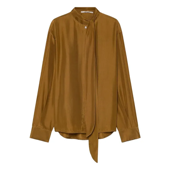 Camicetta in cotone e chiffon di seta | Cioccolato