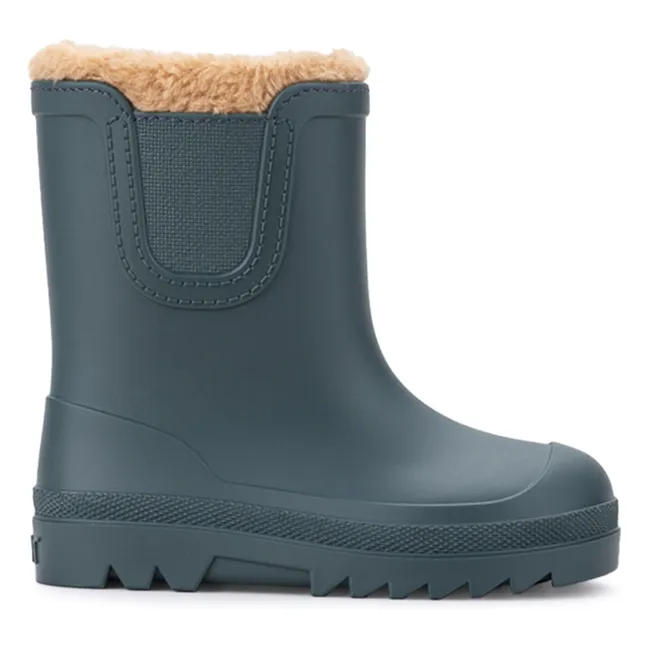 Botas de lluvia con relleno Verona Borrego | Azul Petróleo