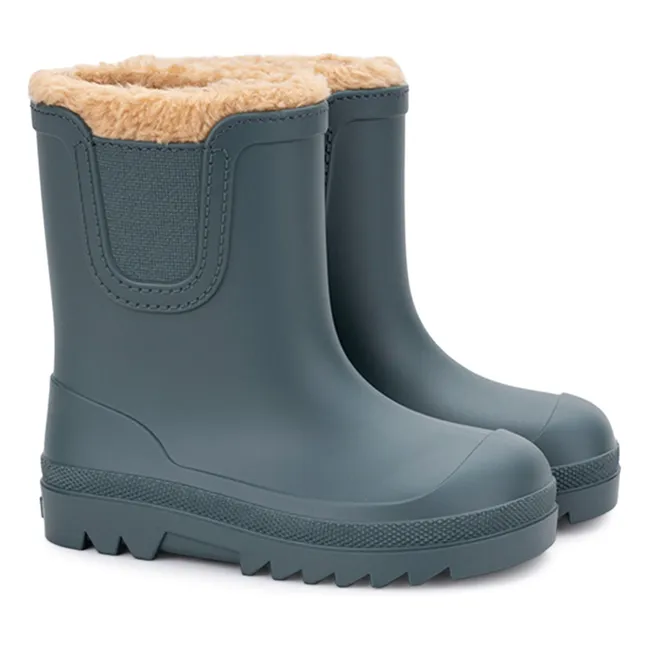 Botas de lluvia con relleno Verona Borrego | Azul Petróleo