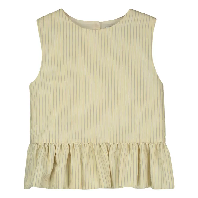 Striped Sleeveless Ruffle Top | Pale yellow