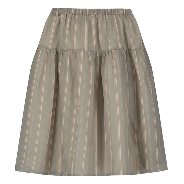 Falda midi de rayas | Gris
