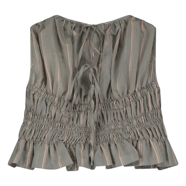 Top de rayas acanalado | Gris