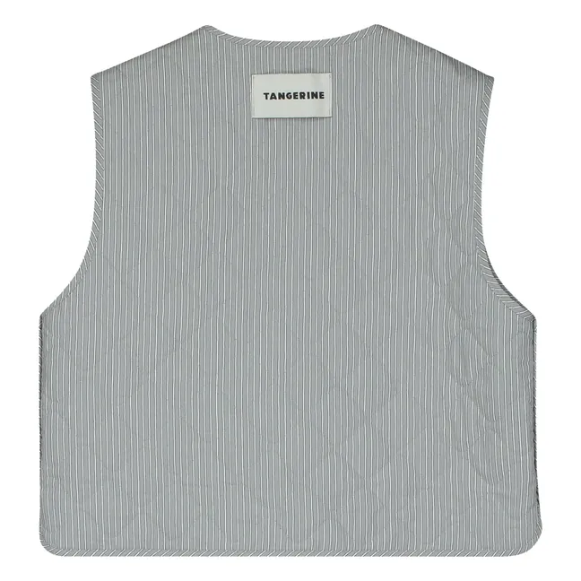 Veste Sans Manches Rayée | Gris clair