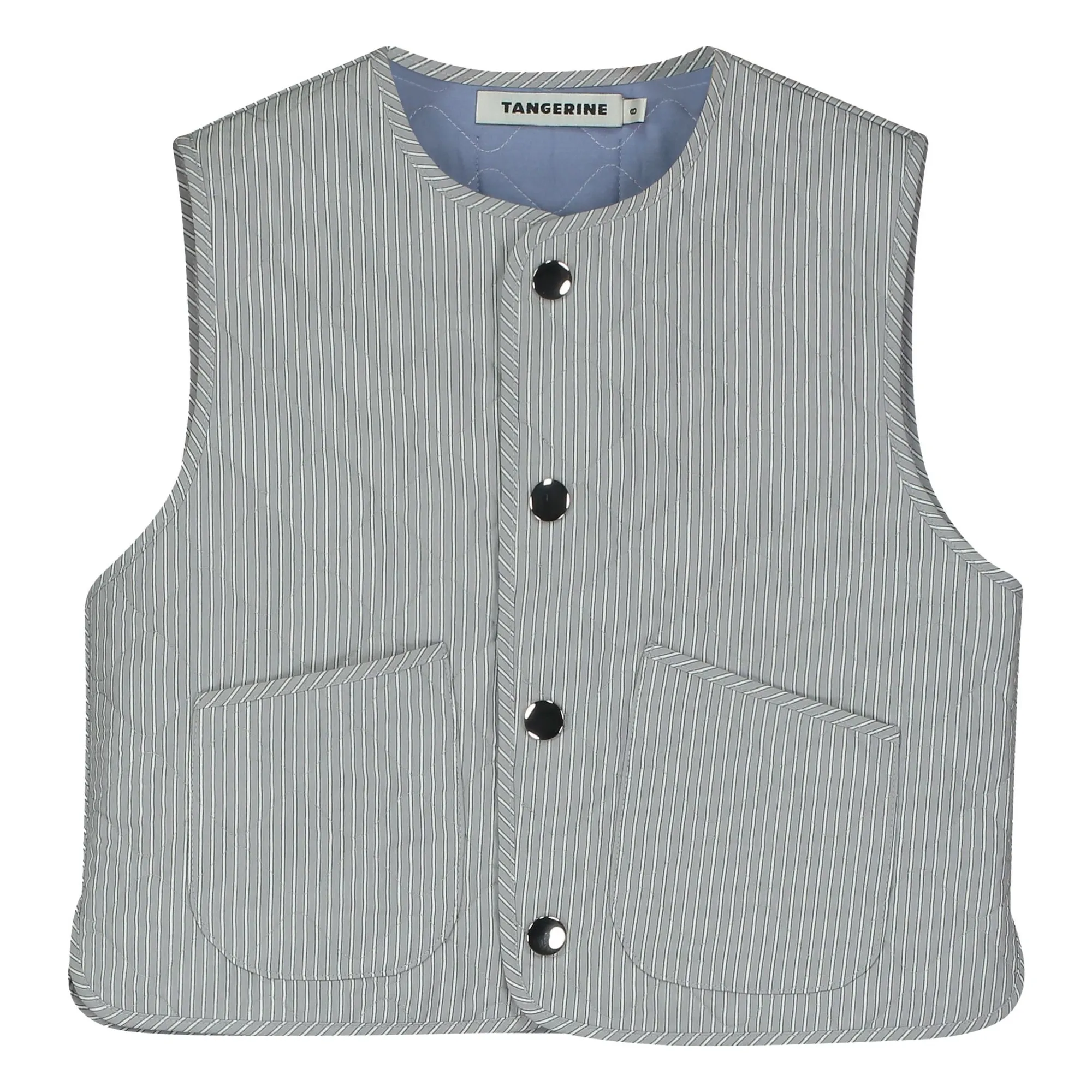 Veste Sans Manches Rayée | Gris clair- Image produit n°0