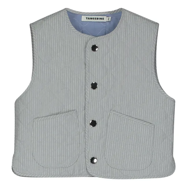 Veste Sans Manches Rayée | Gris clair