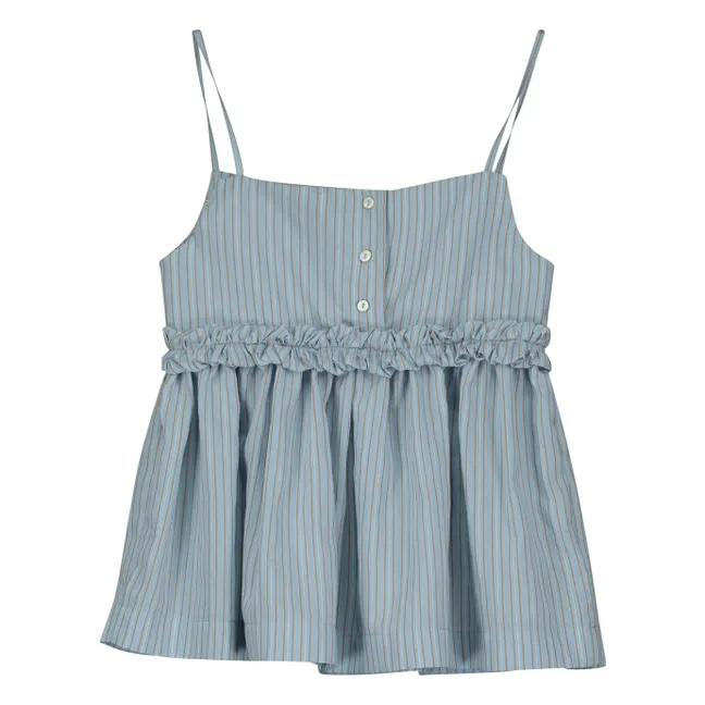 Striped Ruffle Top | Pale blue